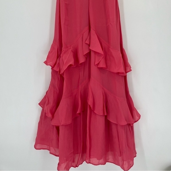 Reformation Magnus Ruffled Midi Dress In Snapdragon Pink - Picture 11 of 13